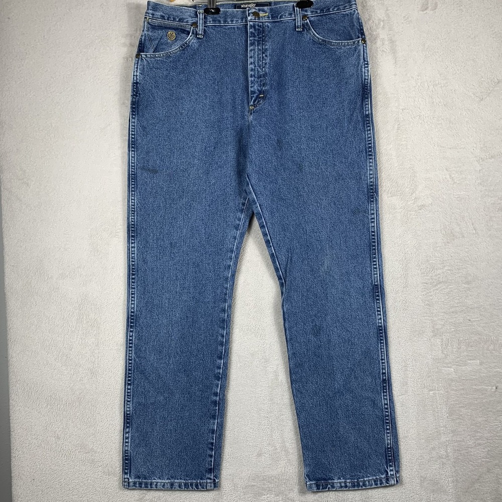 Wrangler George Strait Jeans Mens 36x32 Blue Medium Wash Straight Cotton Denim